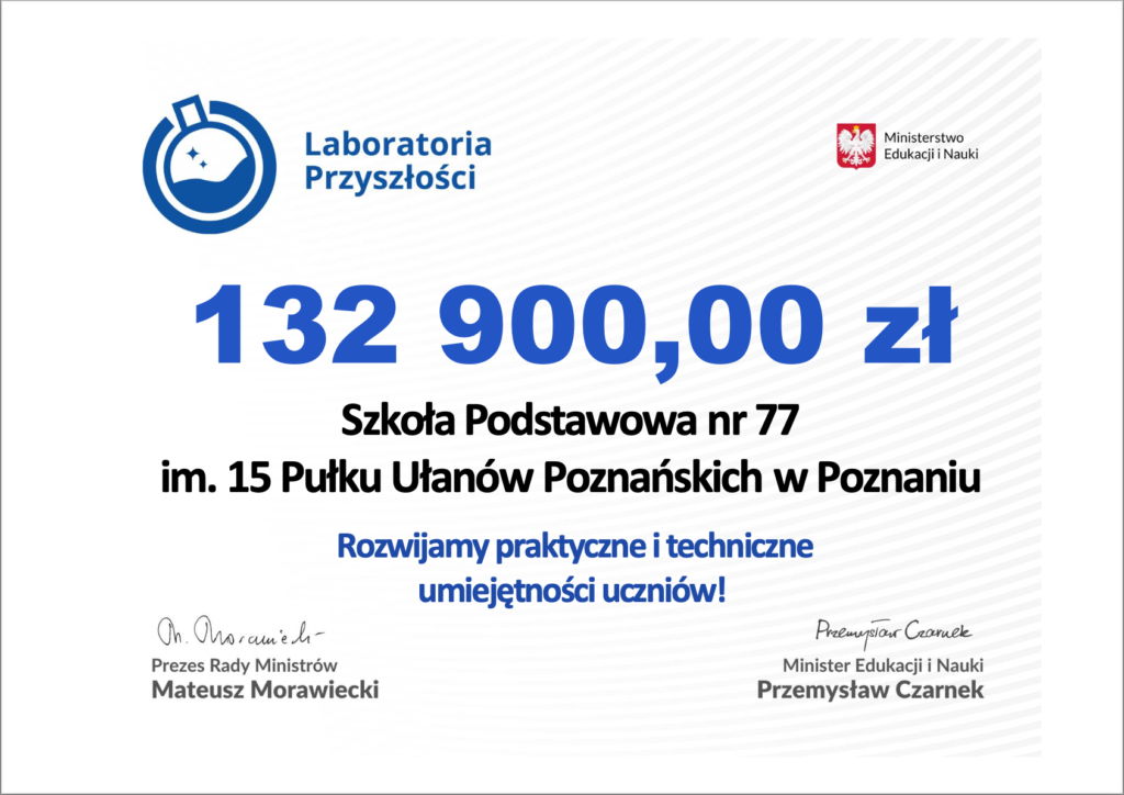 LABORATORIA PRZYSZŁOŚCI – Szkoła Podstawowa Nr 77